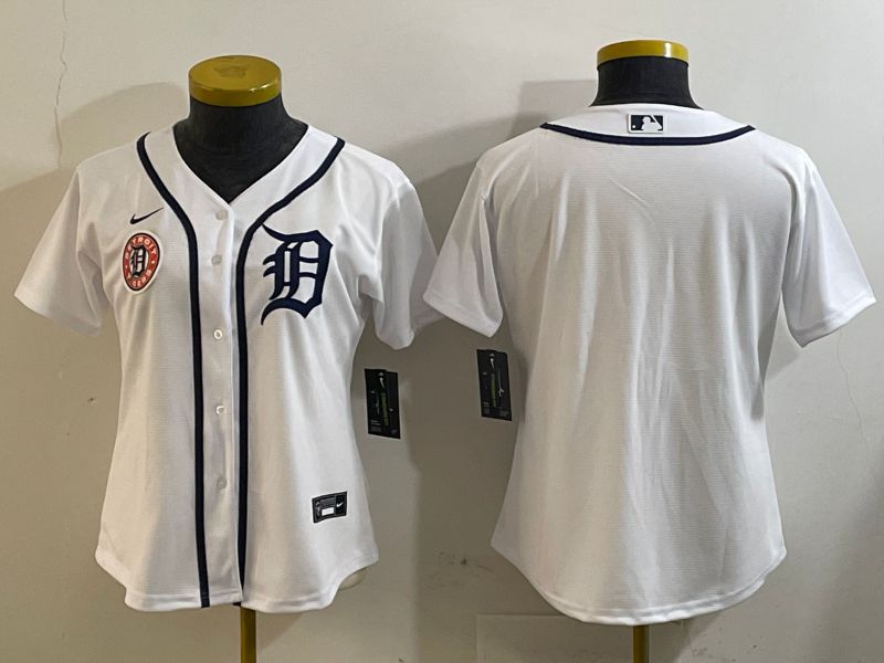 Women Detroit Tigers Blank White Game 2025 Nike MLB Jersey style 4